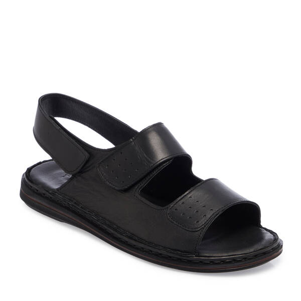 Siyah Hakiki Deri Erkek Sandalet - E26Y1SN57605-A23 - 2