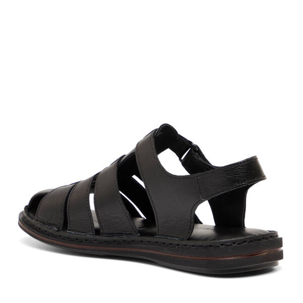 Siyah Hakiki Deri Erkek Sandalet - E26Y1SN57608-A23 - 4