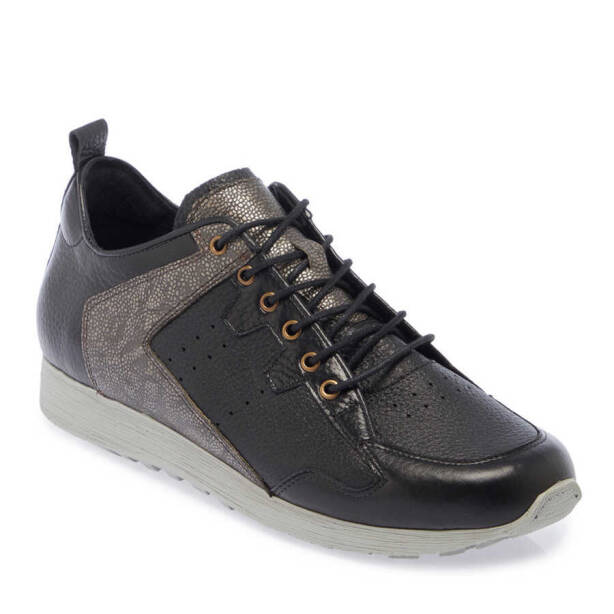 Siyah Hakiki Deri Erkek Sneaker - E24I1AY56756-A23 - Tergan