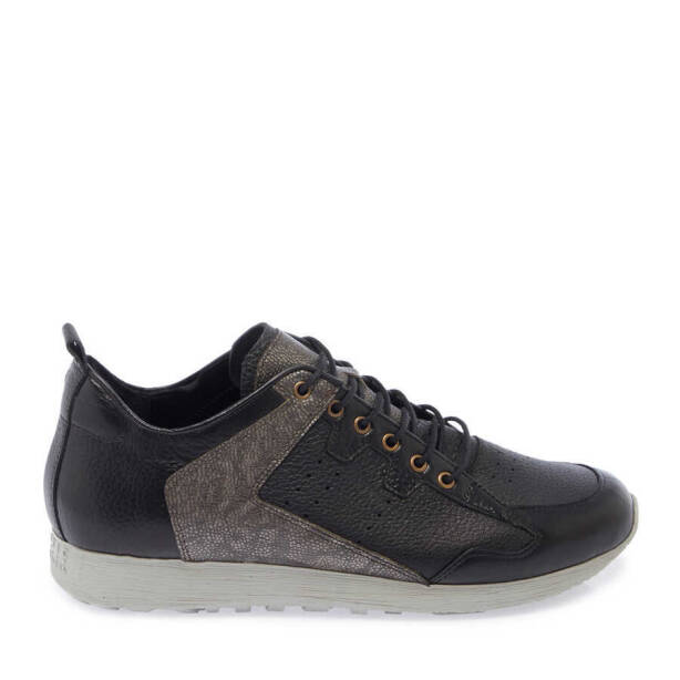 Siyah Hakiki Deri Erkek Sneaker - E24I1AY56756-A23 - Tergan