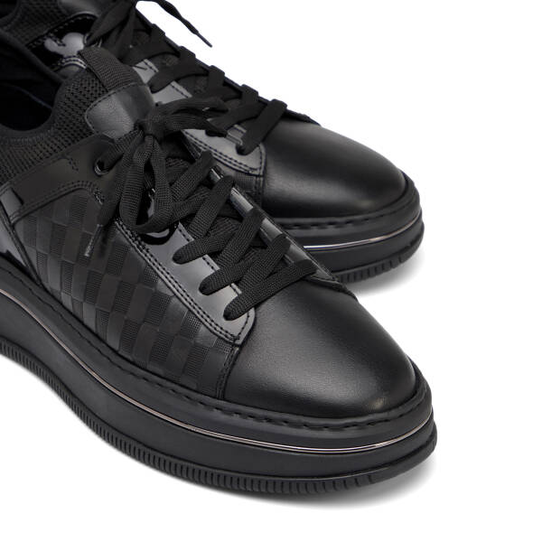 Siyah Hakiki Deri Erkek Sneaker - E25I1AY57191-A23 - 3