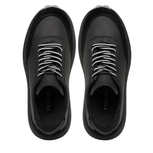 Siyah Hakiki Deri Erkek Sneaker - E25I1AY57193-A23 - 5