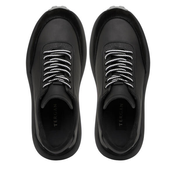 Siyah Hakiki Deri Erkek Sneaker - E25I1AY57193-A23 - 5