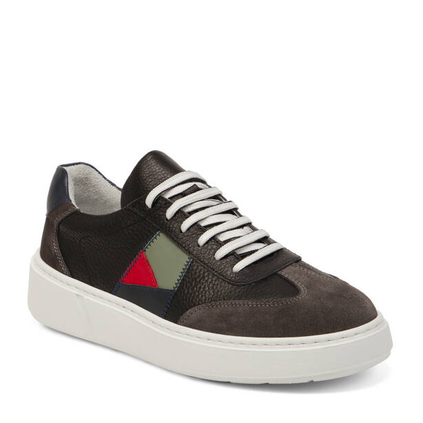 Siyah Hakiki Deri Erkek Sneaker - E25I1AY57310-A41 - 2