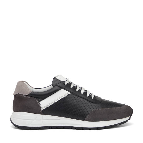 Siyah Hakiki Deri Erkek Sneaker - E25I1AY57311-A23 - 1