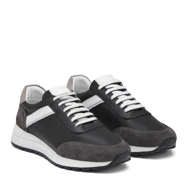 Siyah Hakiki Deri Erkek Sneaker - E25I1AY57311-A23 - 2