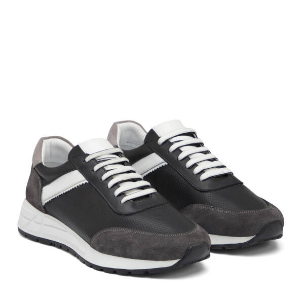 Siyah Hakiki Deri Erkek Sneaker - E25I1AY57311-A23 - 2