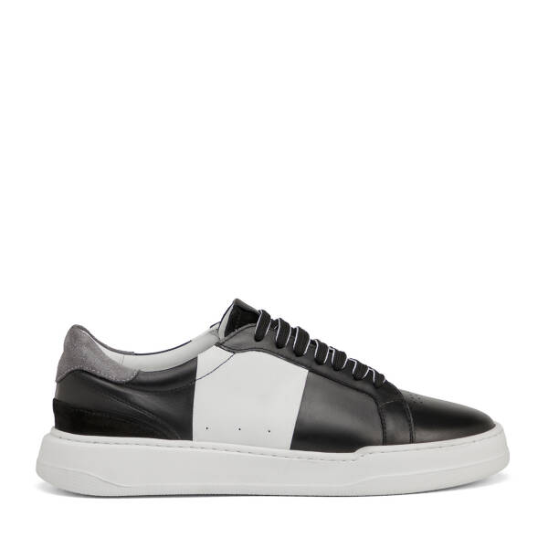 Siyah Hakiki Deri Erkek Sneaker - E25I1AY57312-A23 - 1