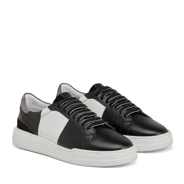 Siyah Hakiki Deri Erkek Sneaker - E25I1AY57312-A23 - 2