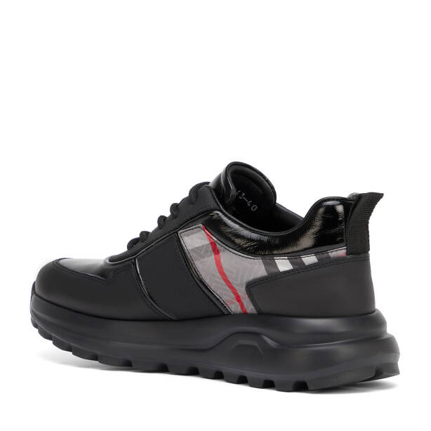 Siyah Hakiki Deri Erkek Sneaker - E25S1AY57395-A23 - 4