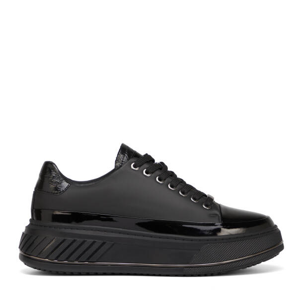Siyah Hakiki Deri Erkek Sneaker - E25S1AY57396-A23 - 1