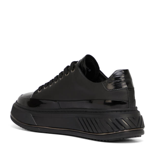Siyah Hakiki Deri Erkek Sneaker - E25S1AY57396-A23 - 4