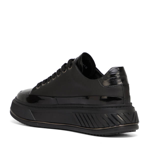 Siyah Hakiki Deri Erkek Sneaker - E25S1AY57396-A23 - 4