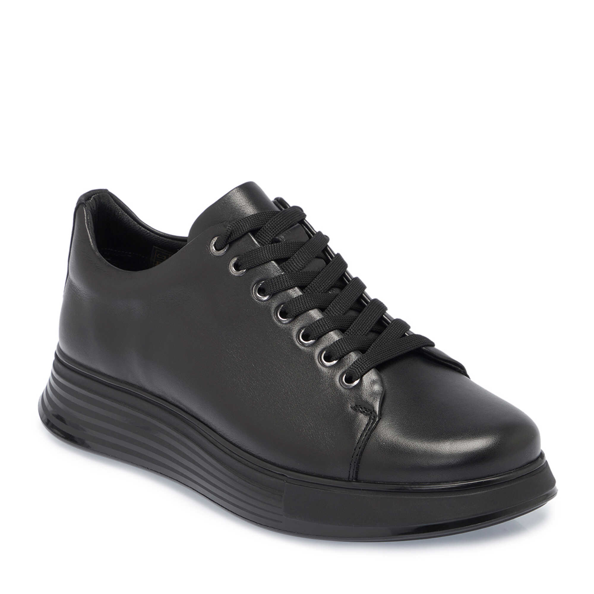 Siyah Hakiki Deri Erkek Sneaker - E26I1AY57583-A23