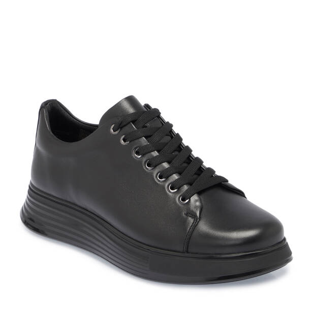 Siyah Hakiki Deri Erkek Sneaker - E26I1AY57583-A23 