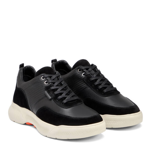 Siyah Hakiki Deri Erkek Sneaker - E26I1AY57585-W19 - 2