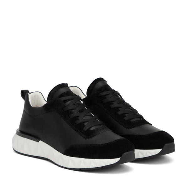 Siyah Hakiki Deri Erkek Sneaker - E26I1AY57593-W19 - 2
