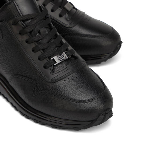 Siyah Hakiki Deri Erkek Sneaker - E26I1AY57597-A23 - 3