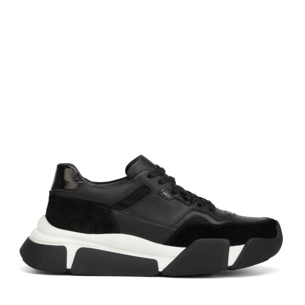 Siyah Hakiki Deri Erkek Sneaker - E26I1AY57600-W19 - 1