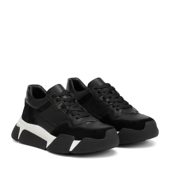 Siyah Hakiki Deri Erkek Sneaker - E26I1AY57600-W19 - 2