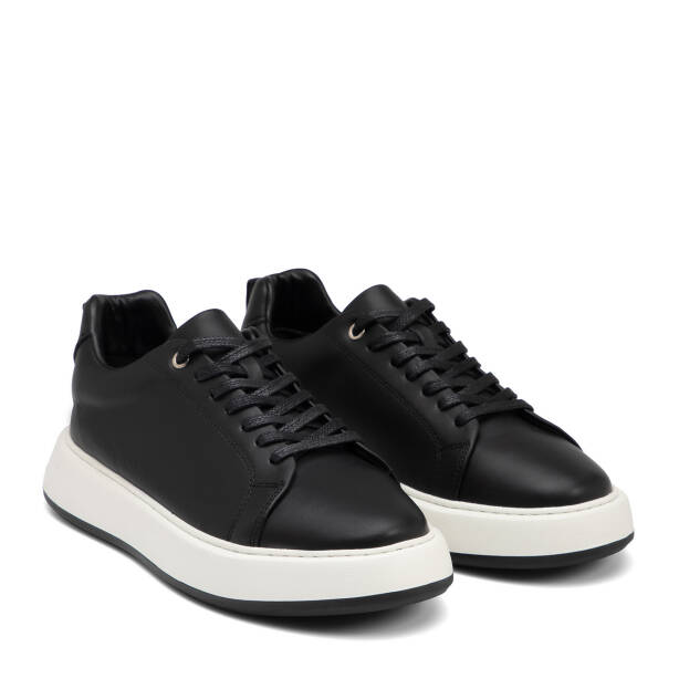 Siyah Hakiki Deri Erkek Sneaker - E26I1AY57627-A23 - Tergan