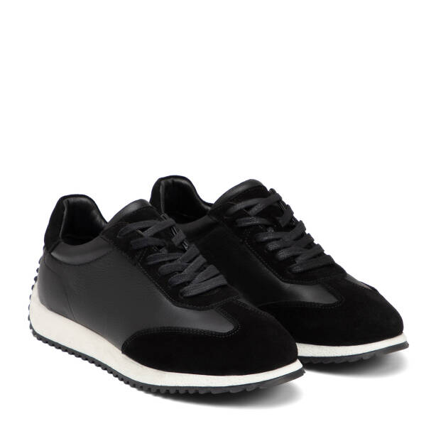 Siyah Hakiki Deri Erkek Sneaker - E26I1AY57632-A23 - 2