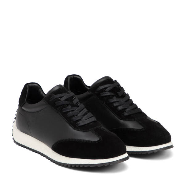 Siyah Hakiki Deri Erkek Sneaker - E26I1AY57632-A23 - 2