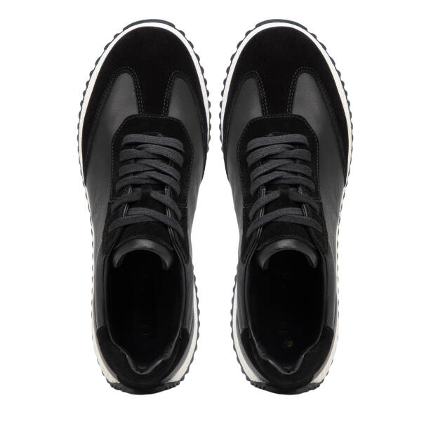 Siyah Hakiki Deri Erkek Sneaker - E26I1AY57632-A23 - 5
