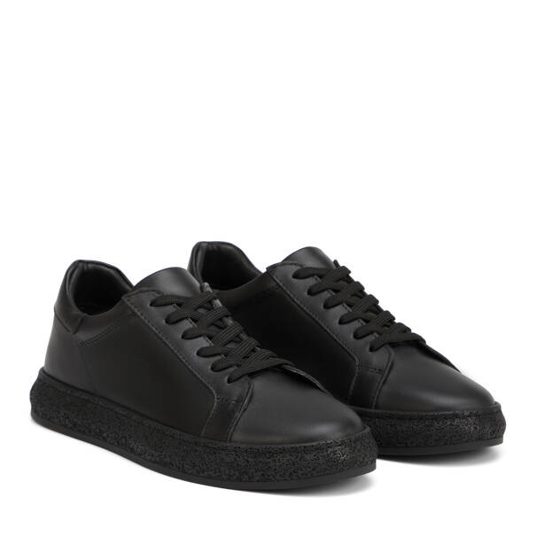 Siyah Hakiki Deri Erkek Sneaker - E26I1AY57633-A23 - 2