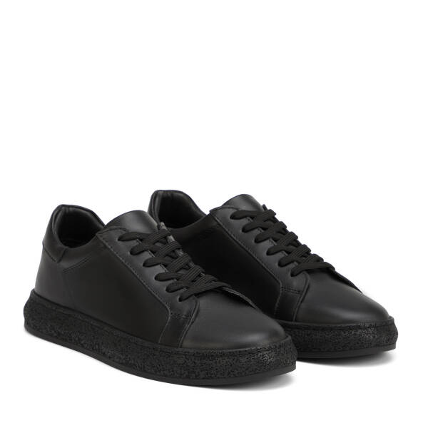 Siyah Hakiki Deri Erkek Sneaker - E26I1AY57633-A23 - 2