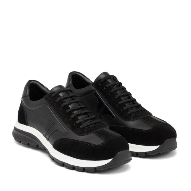 Siyah Hakiki Deri Erkek Sneaker - E26I1AY57648-W19 - 2