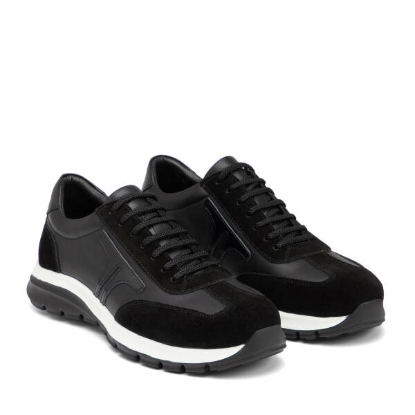 Siyah Hakiki Deri Erkek Sneaker - E26I1AY57648-W19 - 2
