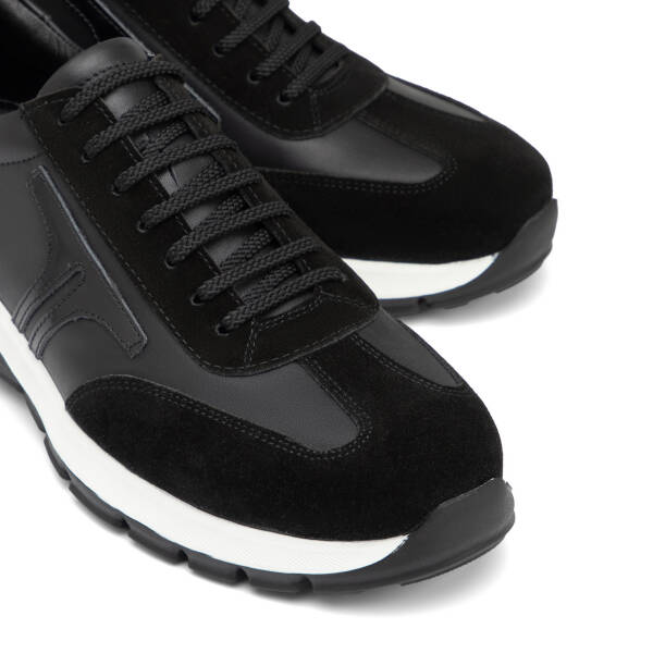 Siyah Hakiki Deri Erkek Sneaker - E26I1AY57648-W19 - 3