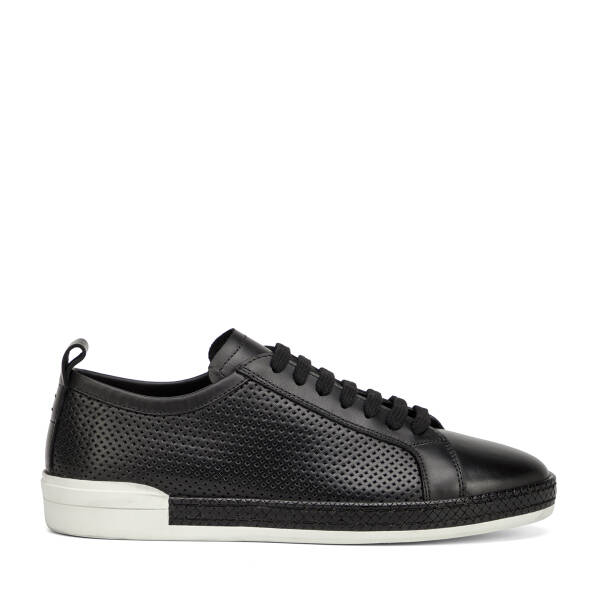 Siyah Hakiki Deri Erkek Sneaker - E26I1AY57704-A23 - 1