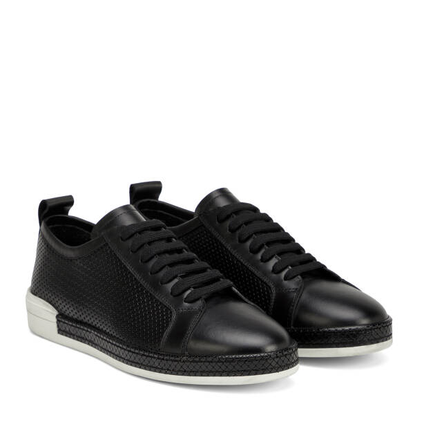 Siyah Hakiki Deri Erkek Sneaker - E26I1AY57704-A23 - 2