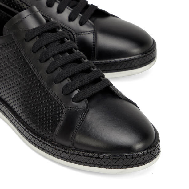 Siyah Hakiki Deri Erkek Sneaker - E26I1AY57704-A23 - 3