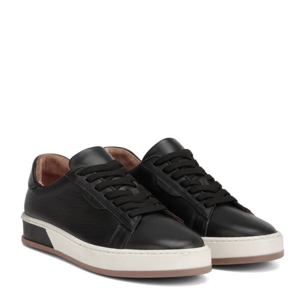 Siyah Hakiki Deri Erkek Sneaker - E26I1AY57708-A23 - 2