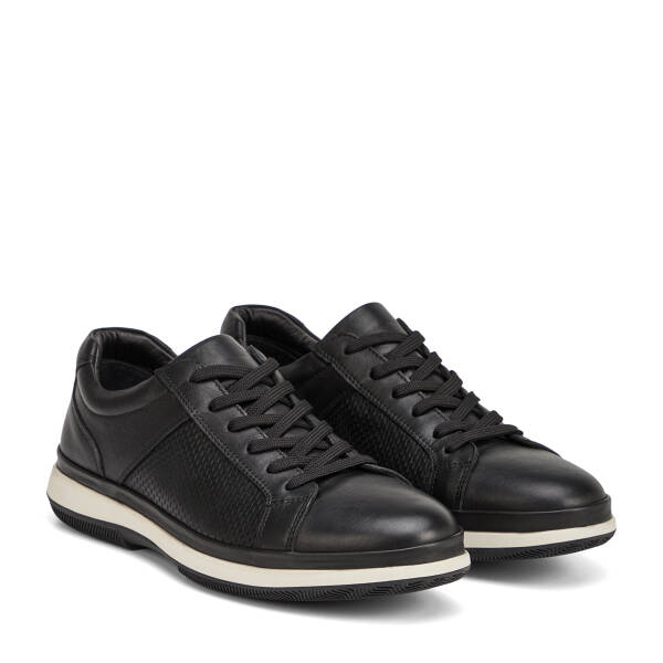 Siyah Hakiki Deri Erkek Sneaker - E26I1AY57726-A23 - 2