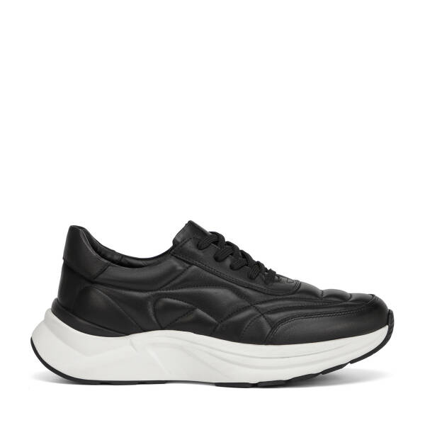 Siyah Hakiki Deri Erkek Sneaker - E26I1AY57727-A23 - 1