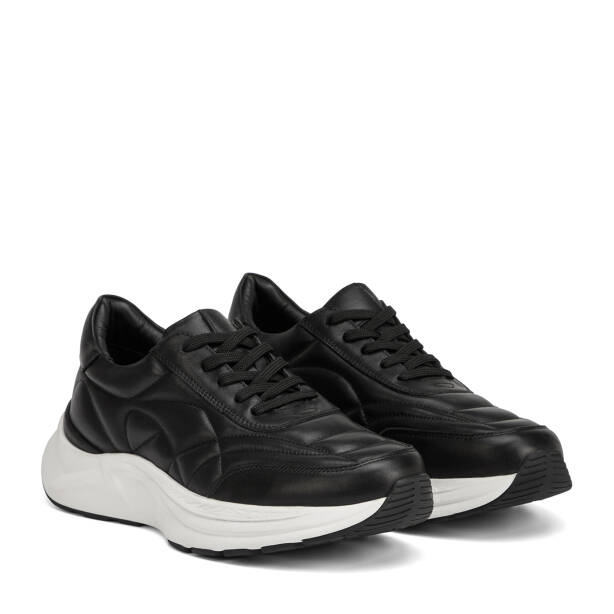 Siyah Hakiki Deri Erkek Sneaker - E26I1AY57727-A23 - 2