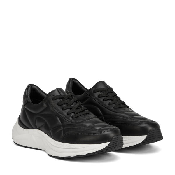Siyah Hakiki Deri Erkek Sneaker - E26I1AY57727-A23 - 2