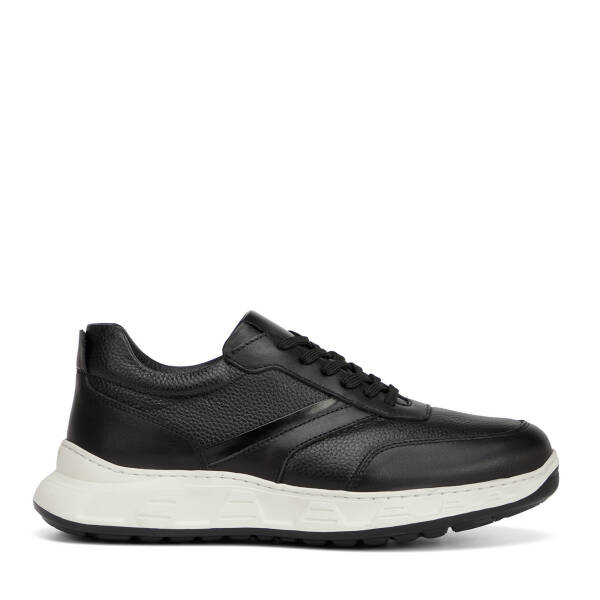 Siyah Hakiki Deri Erkek Sneaker - E26I1AY57729-A23 - 1