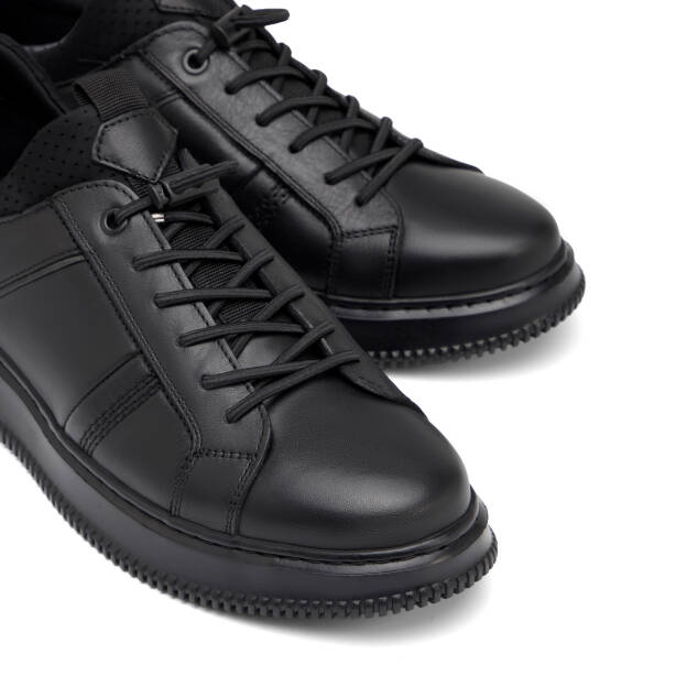 Siyah Hakiki Deri Erkek Sneaker - E26I1AY57734-A23 - 3