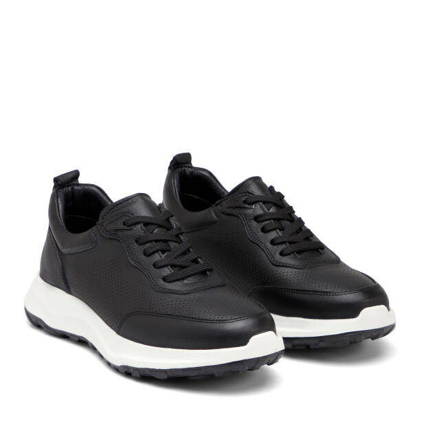 Siyah Hakiki Deri Erkek Sneaker - E26I1AY57735-A23 - 2