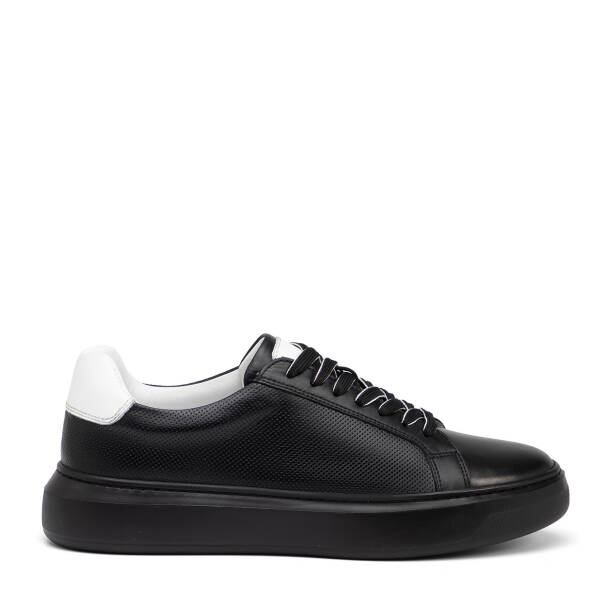Siyah Hakiki Deri Erkek Sneaker - E26I1AY57736-A23 - Tergan