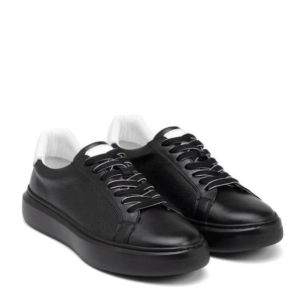 Siyah Hakiki Deri Erkek Sneaker - E26I1AY57736-A23 - Tergan
