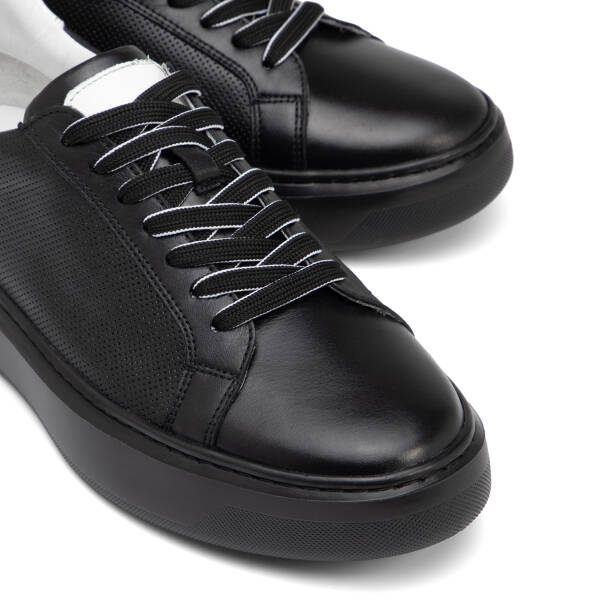 Siyah Hakiki Deri Erkek Sneaker - E26I1AY57736-A23 - Tergan