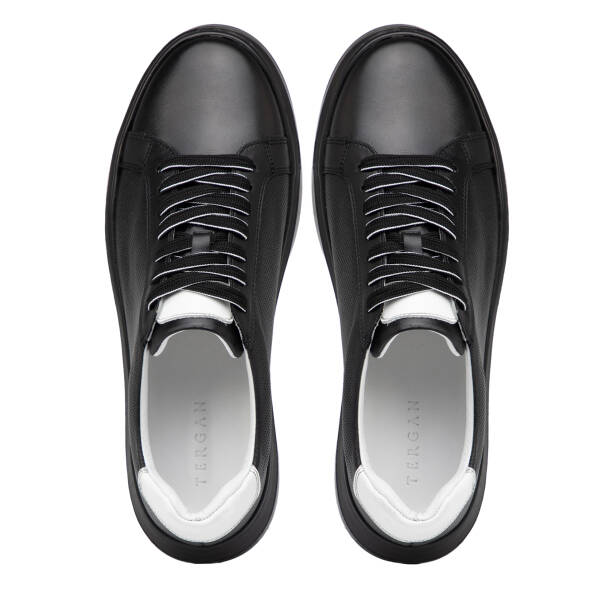 Siyah Hakiki Deri Erkek Sneaker - E26I1AY57736-A23 - Tergan