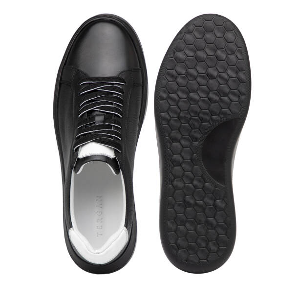 Siyah Hakiki Deri Erkek Sneaker - E26I1AY57736-A23 - Tergan