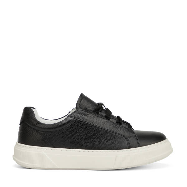 Siyah Hakiki Deri Erkek Sneaker - E26I1AY57737-A41 - 1